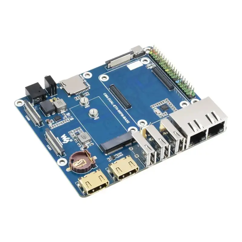 Waveshare WIFI6 Dual ETH Mini-Computer for Raspberry Pi CM4 (not Included), Onboard M.2 E (Board, Case, EU Power)