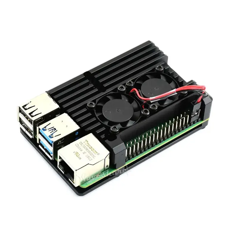 Waveshare Case for Raspberry Pi 4, Dual Cooling Fans