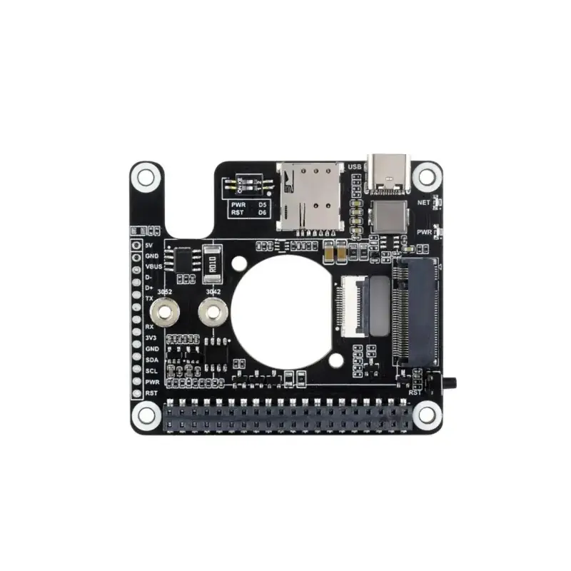 Waveshare PCIe to 5G/4G/3G HAT for Raspberry Pi 5, Compatible w/ 3042/3052 Packages SIMCom/Quectel 5G (RM502Q-AE)