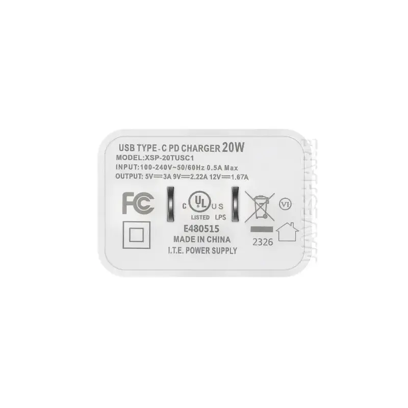 Waveshare PD20W Fast Charger, USB Type-C Wall Charger Block, US Plug