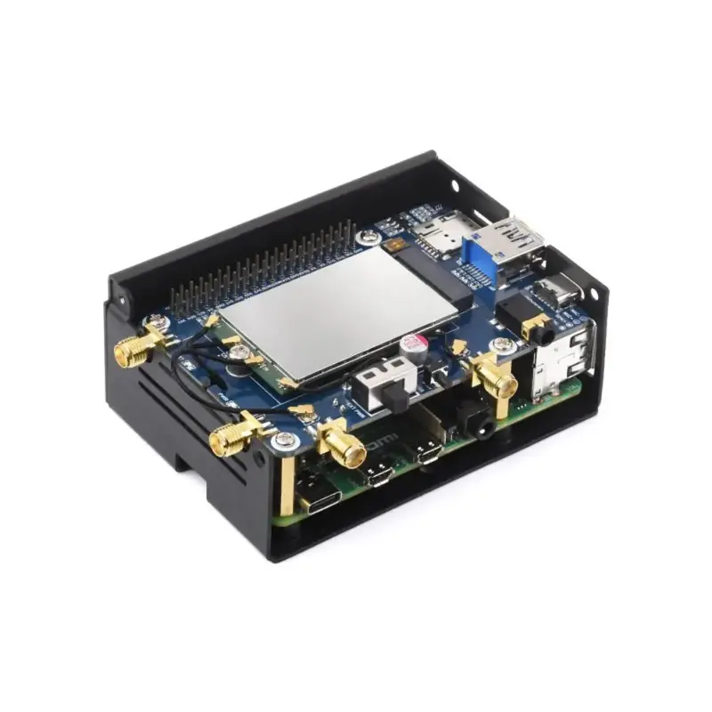 Waveshare RM500Q-GL 5G HAT for Raspberry Pi, Quad Antenna LTE-A, Multi Band, 5G/4G/3G (Case, US)
