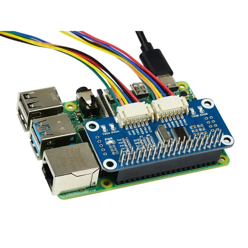 Waveshare Serial Expansion HAT for Raspberry Pi, I2C Interface, 2-Ch UART, 8 GPIOs