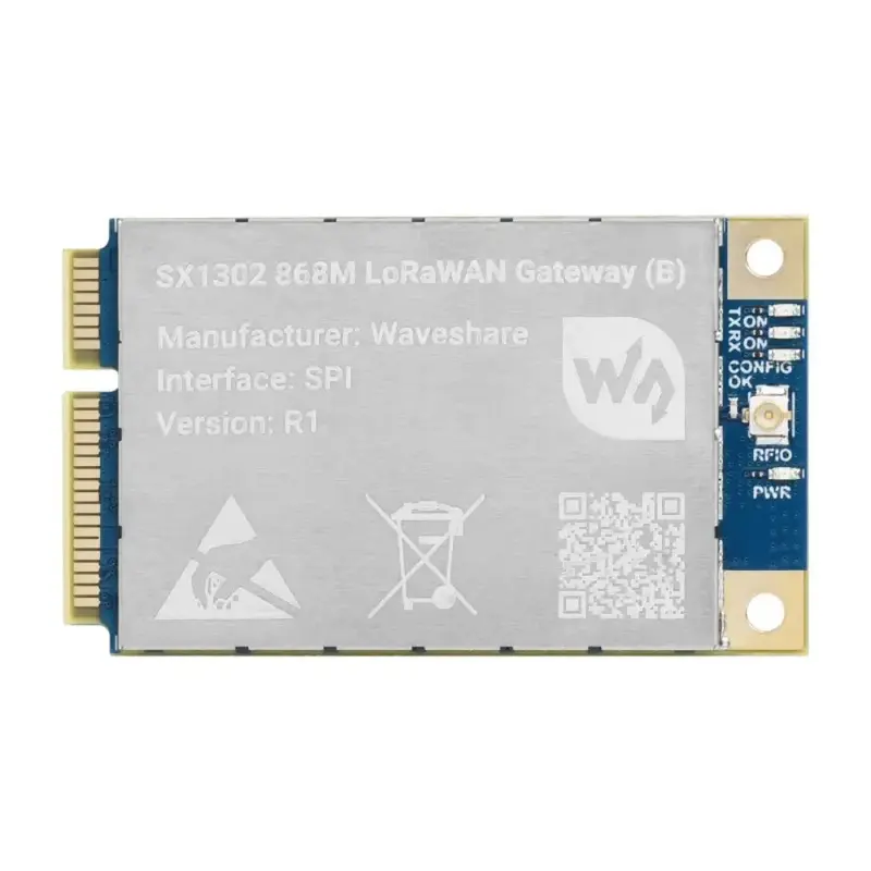 Waveshare SX1302 868m LoRaWAN Gateway Module for Raspberry Pi, Standard Mini-PCIe Socket