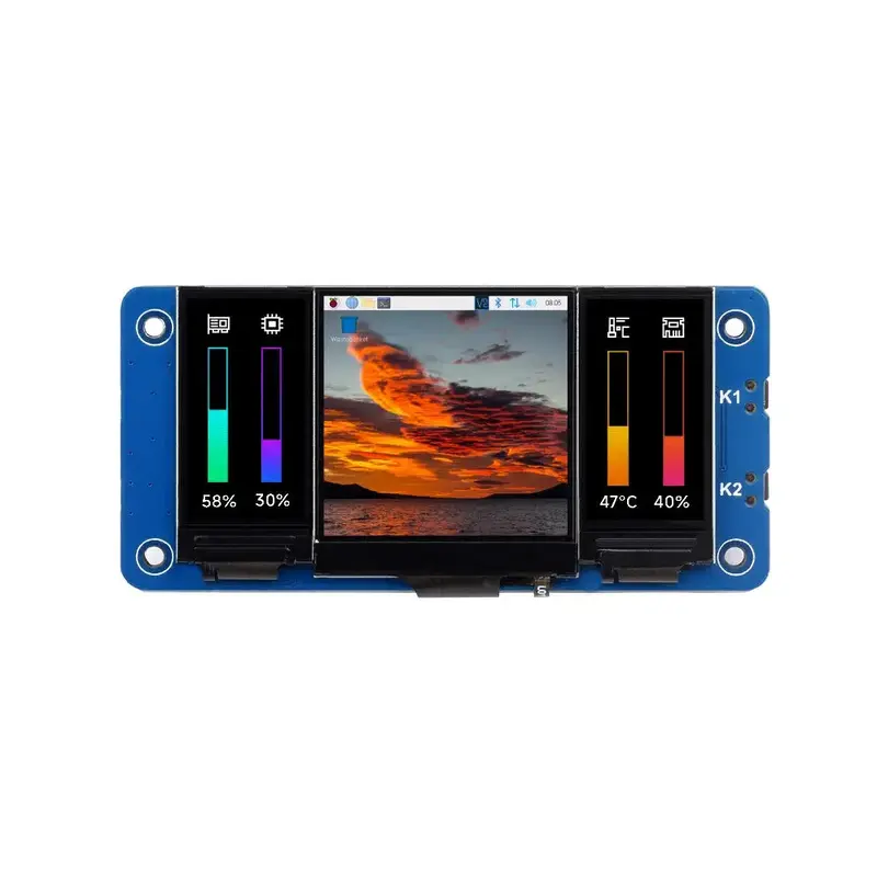Waveshare Triple LCD HAT for Raspberry Pi, Onboard 1.3" IPS LCD Main Screen & Dual 0.96" IPS LCD