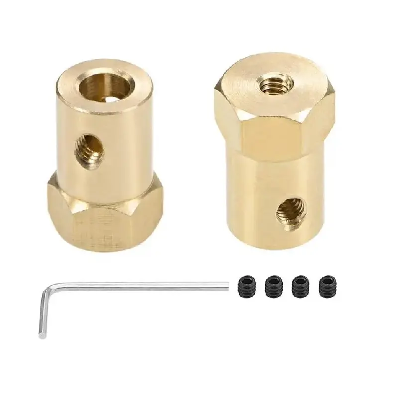 Hex Coupler 6mm Bore Motor Hex Brass Shaft Coupling Connector for Car Wheels Tires Shaft Motor 2pcs
