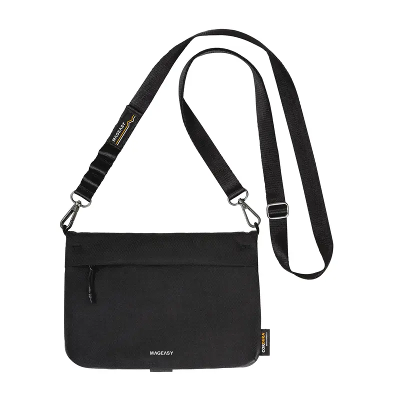 Mageasy 2L Sacoche Utility Crossbody Bag + Strap Phone Lanyard 20mm - Black