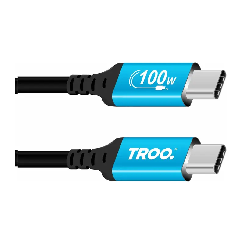 TROO Certified Ultra Fast Charge 100W Type-C Silicone Blue - 1 Meter