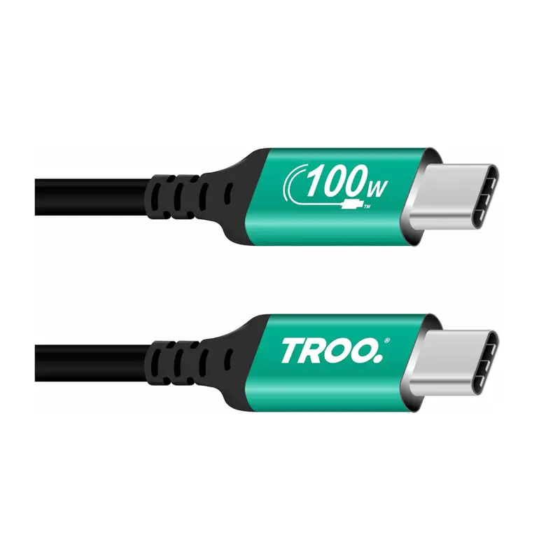 TROO Certified Ultra Fast Charge 100W Type-C Silicone Green - 1 Meter