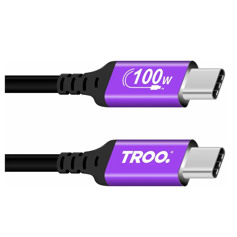 TROO Certified Ultra Fast Charge 100W Type-C Silicone Purple - 1 Meter