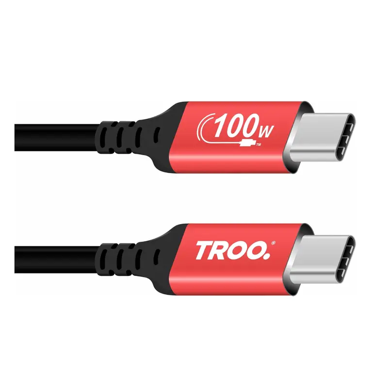 TROO Certified Ultra Fast Charge 100W Type-C Silicone Red - 1 Meter