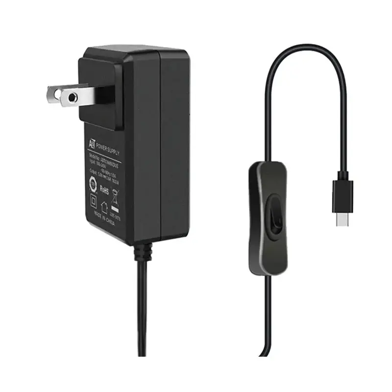 52Pi 5V 3.6A US Plug Power Supply Adapter w/ Switch-on/off Cable