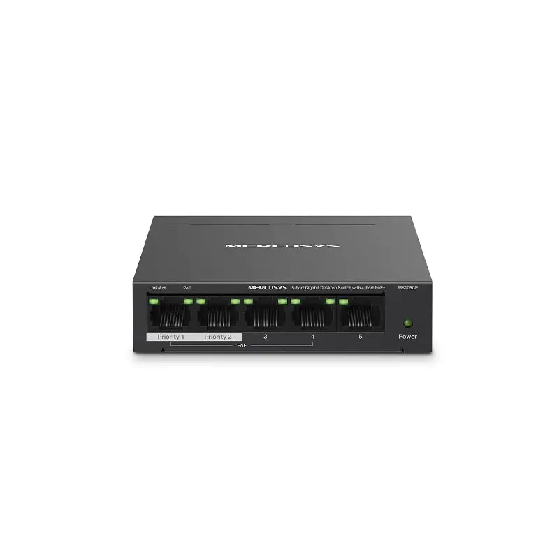 Mercusys MS105GP 5-Port Gigabit Desktop Switch with 4-Port PoE+