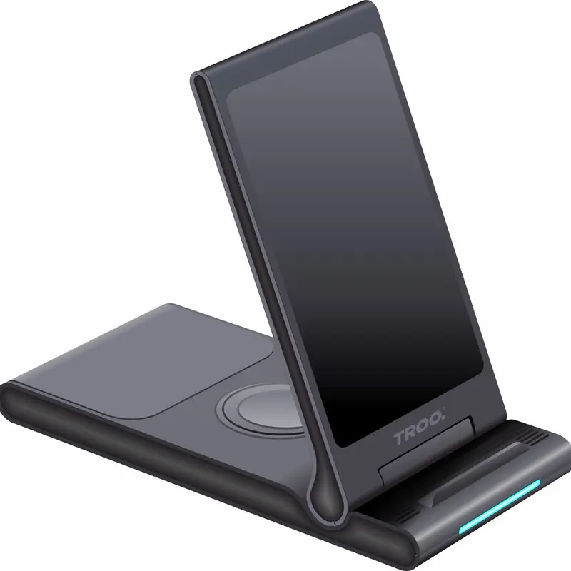 TROO Certified 15W Travel Foldable Wireless Qi-Enabled 3IN1 Charging Stand