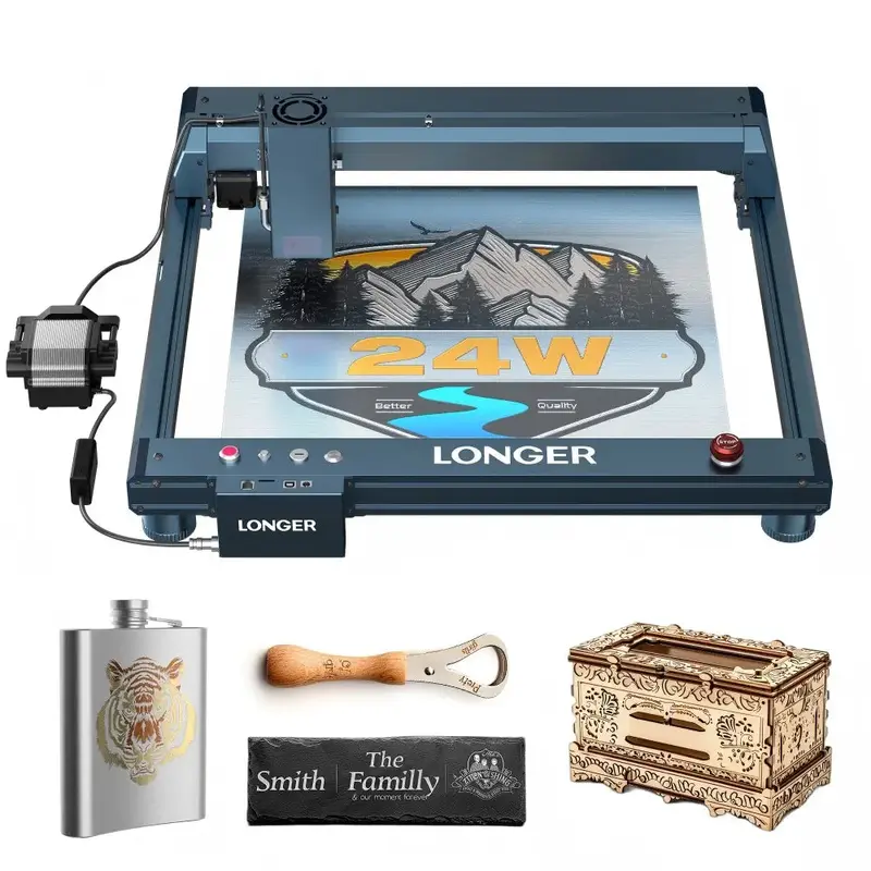 LONGER Laser B1 20W Laser Engraver Cutter, 4-core Laser Head, 22-24W Output Power, 450 x 440mm Engraving Area