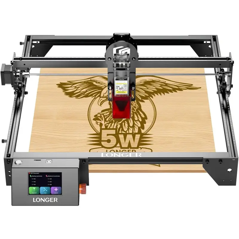 LONGER RAY5 5W Laser Engraver, 32-Bit Chipset, WIFI Connection, 3.5" Touch Screen & Offline Carving, 0.08x0.08mm Spot, 10000mm/min Max Speed, 400mmx400mm