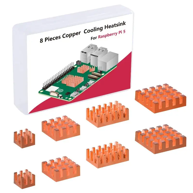 Raspberry Pi 5 Copper Heatsinks (8pcs)