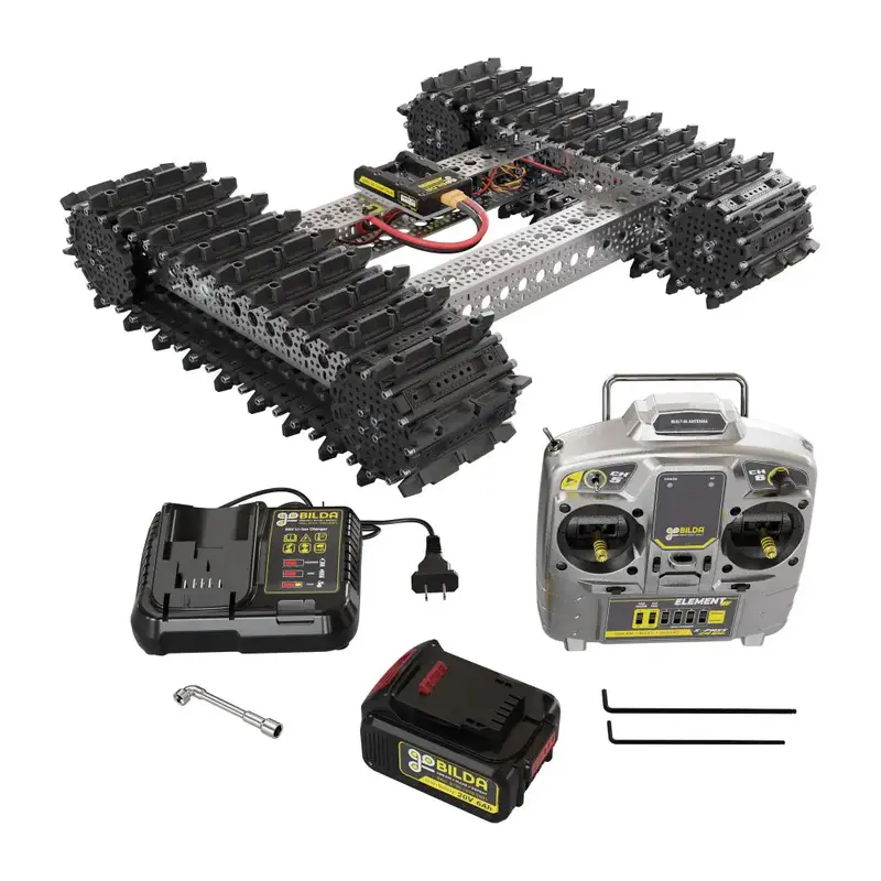 Bravo RC Tank Track Chassis (Grouser Paddles, 50lb Payload, 2Mph)