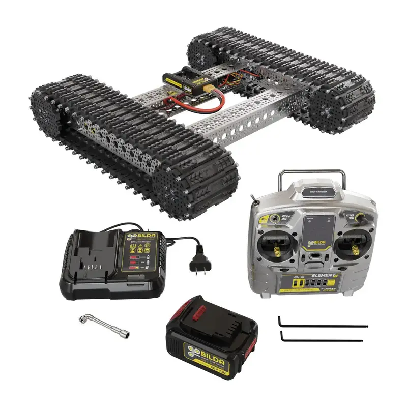 Bravo RC Tank Track Chassis (Rubber Treads, 25lb Payload, 4Mph)