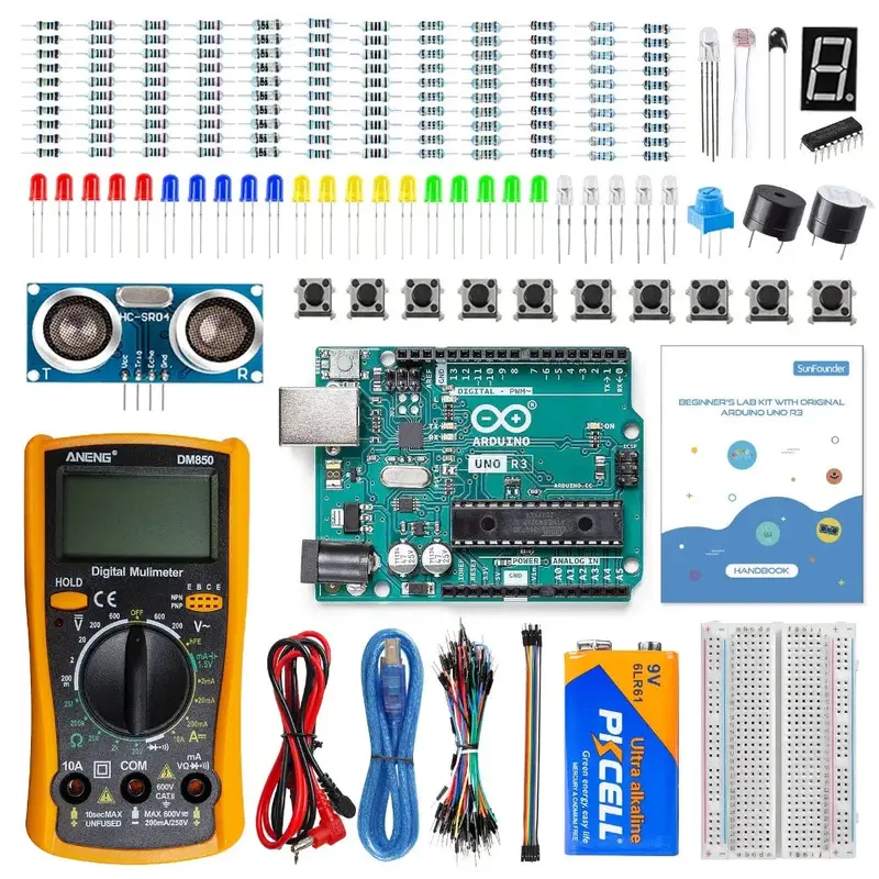 SunFounder Beginner's Lab Starter Kit w/ Original Arduino Uno R3 REV3 Board