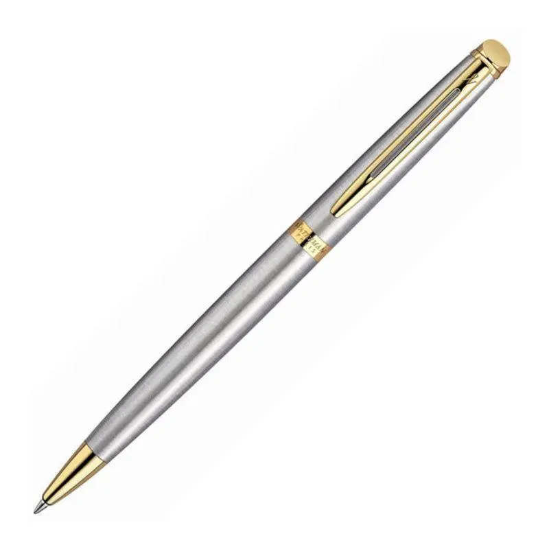 Waterman Hemisphere Stainless Steel Gold Trim Ballpoint Pen - NS0920370