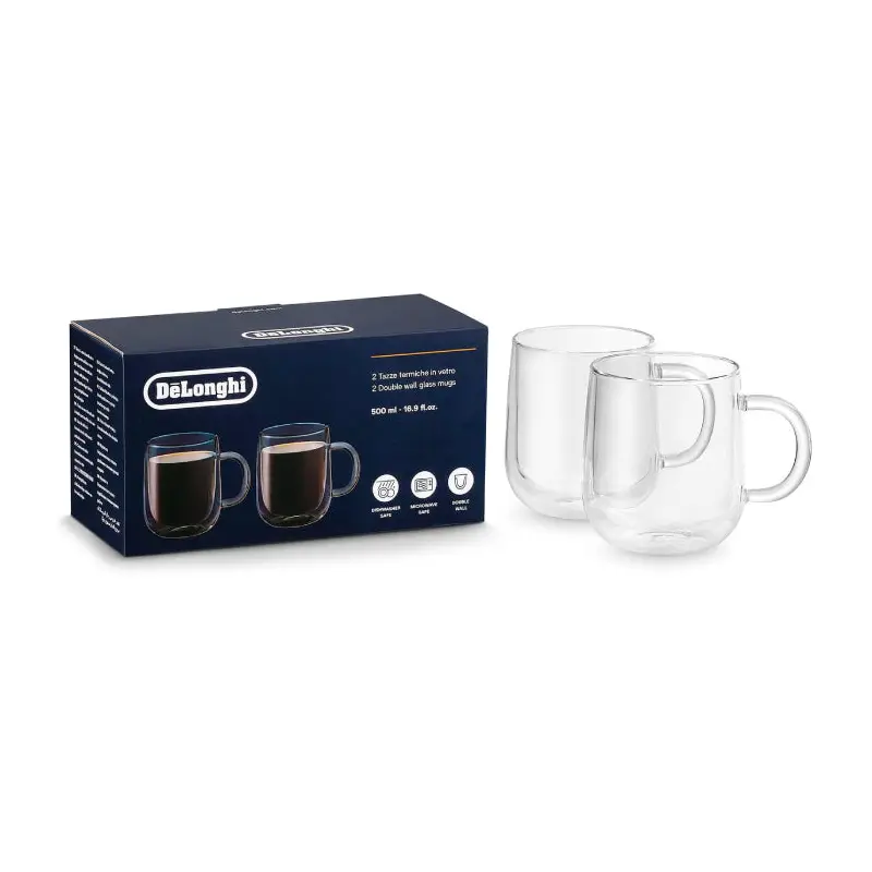 Delonghi DLSC327 500ml Glass Mugs 2pk