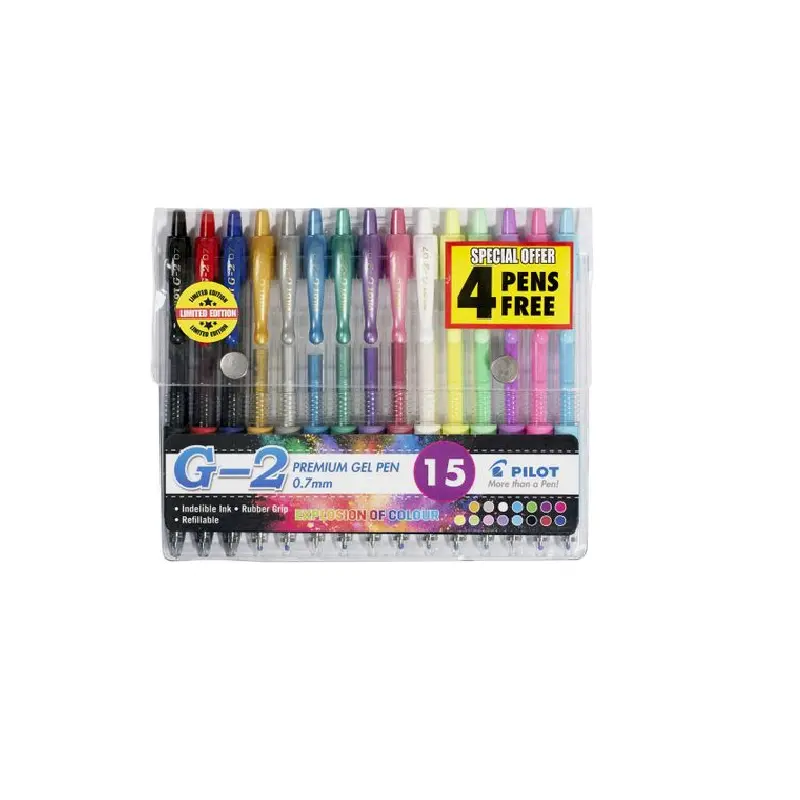 Pilot G-2 0.7 Gel Retractable Pen - Wallet of 15 Art Colours