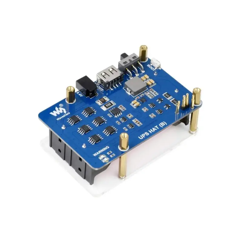 Waveshare Uninterruptible Power Supply UPS HAT (B) for Raspberry Pi, 5V Output, up to 5A Current, Pogo Pins Connector (US)