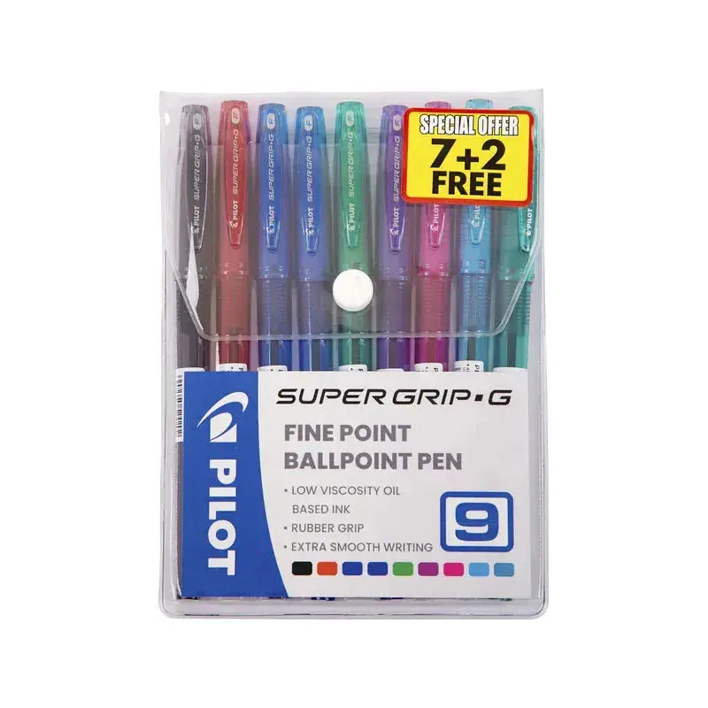 Pilot Supergrip G Med Ballpoint Pen BPS-GG - Wallet of 9