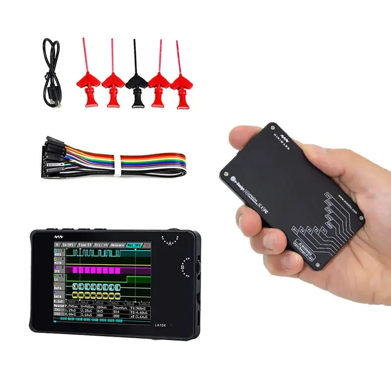 Pocket-Sized Portable LA104 Logic Analyzer, Rechargeable, 4 Channels
