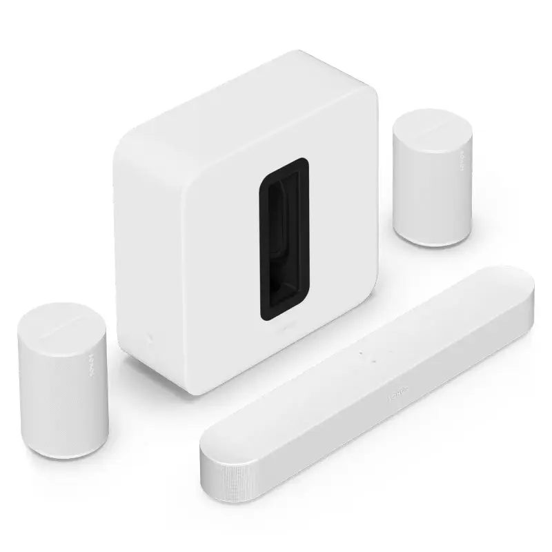 Sonos Premium Immersive Set with Beam- Beam + Sub 4 + 2x Era 100 - White