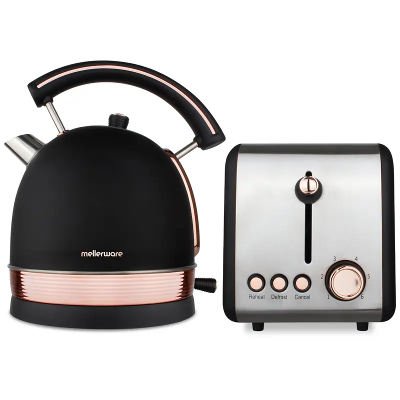 Mellerware 46042BRG  Kettle & Toaster Set - Black & Rose Gold