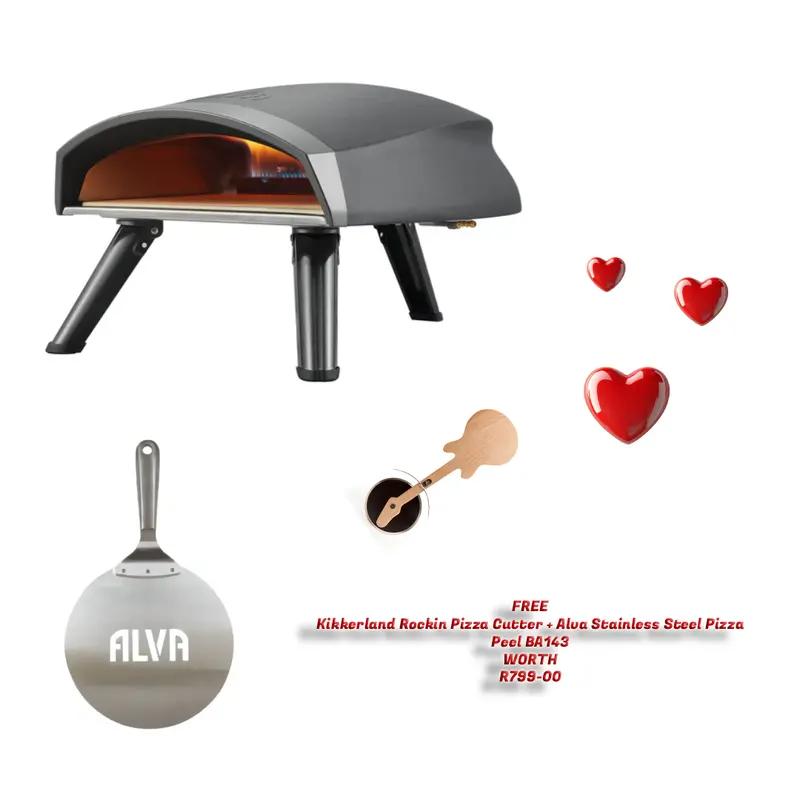 ALVA GPO102 PRESTO GAS PIZZA OVEN + Free Kikkerland Rockin Pizza Cutter + Alva Stainless Steel Pizza Peel BA143
