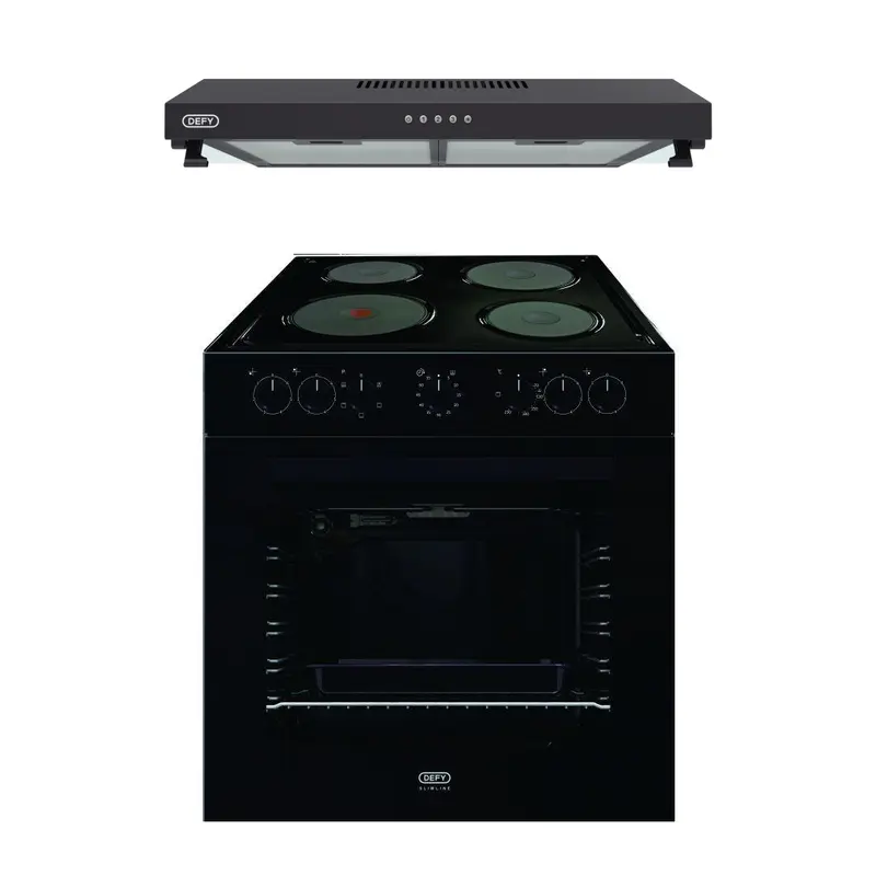 Defy DCB822E Oven & Hob Combo Set + Defy DCH60B Cookerhood