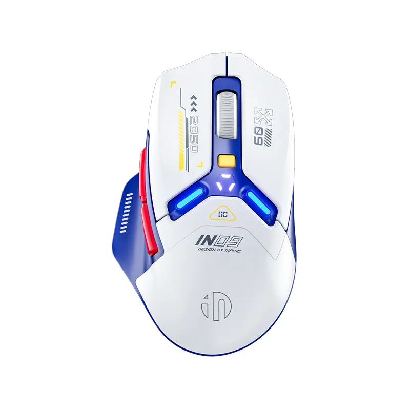 Inphic IN Wired Bluetooth5.0 and 2.4GHz Rechargeable Mouse- Blue/White
