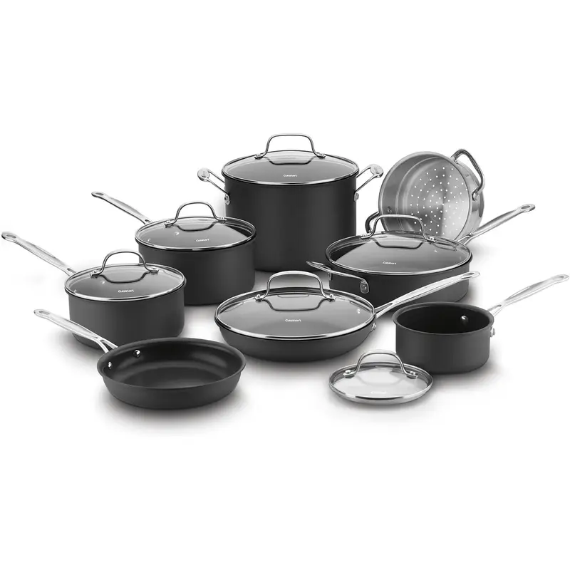 Cuisinart 14 Piece Chef's Classic Non-Stick Hard Anodized Cookware Set, Gray