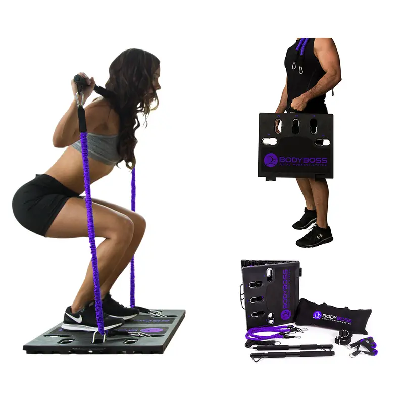 BodyBoss Home Gym 2.0 - Full Portable Gym Home Workout Package - Purple