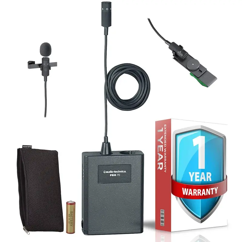 Audio-Technica PRO 70 Cardioid Lavalier/Instrument Microphone With Extended 1 Year Warranty.