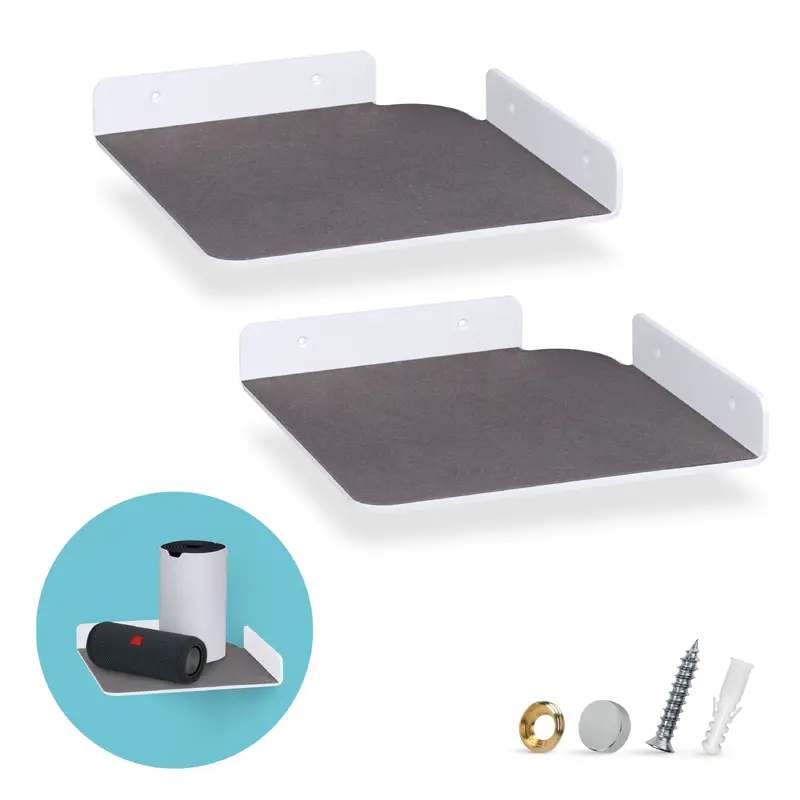 2-Pack 9.5 Small Corner Shelf Wall Mount for Baby Monitors, Cameras, Speakers, Sonos, Decor, Plants, Photos, Kitchen, Bathroom, Routers, Cable Box & More Universal Holder Acrylic Floating Shelves