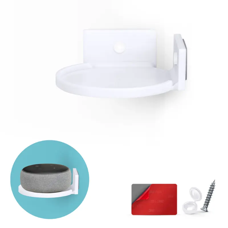 4 Small Floating Shelf, Adhesive & Screw In, For Bluetooth Speakers, Cameras, Plants, Toys, Books & More, Easy to Install Shelves Wall Mount (White)