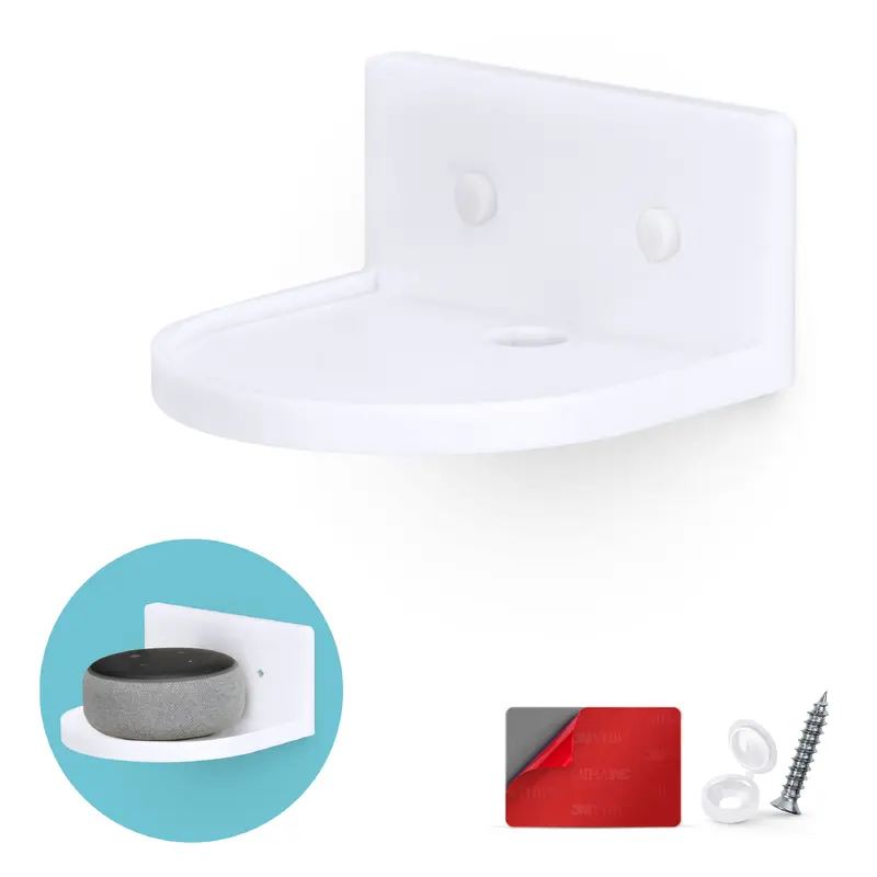 5 Small Floating Shelf, Adhesive & Screw In, For Bluetooth Speakers, Cameras, Plants, Books, Toys & More, Universal Shelves, Easy to Install (SHELF CF2105 White)