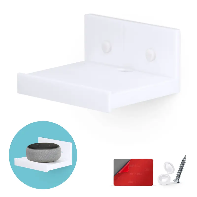 5 Small Floating Shelf, Adhesive & Screw In, For Bluetooth Speakers, Cameras, Plants, Toys, Books & More, Easy to Install Shelves (SHELF SF2105, White)