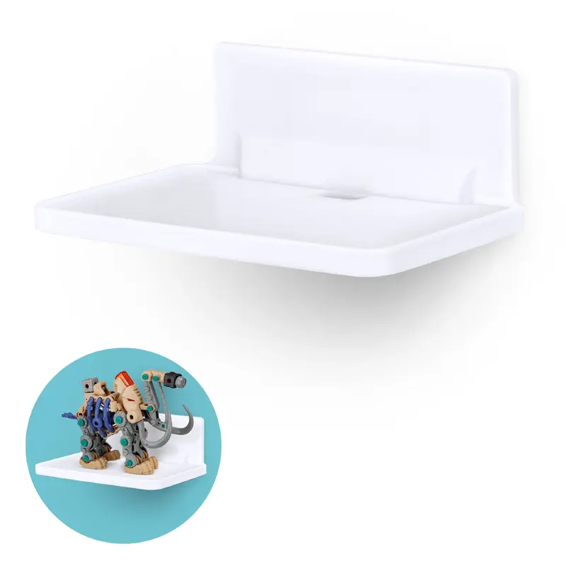 6.7" Wide Floating Adhesive Shelf (200) w/ Cable Access for Cameras, Baby Monitors, Plants & More (172mm x 105mm / 6.7 x 4.1)