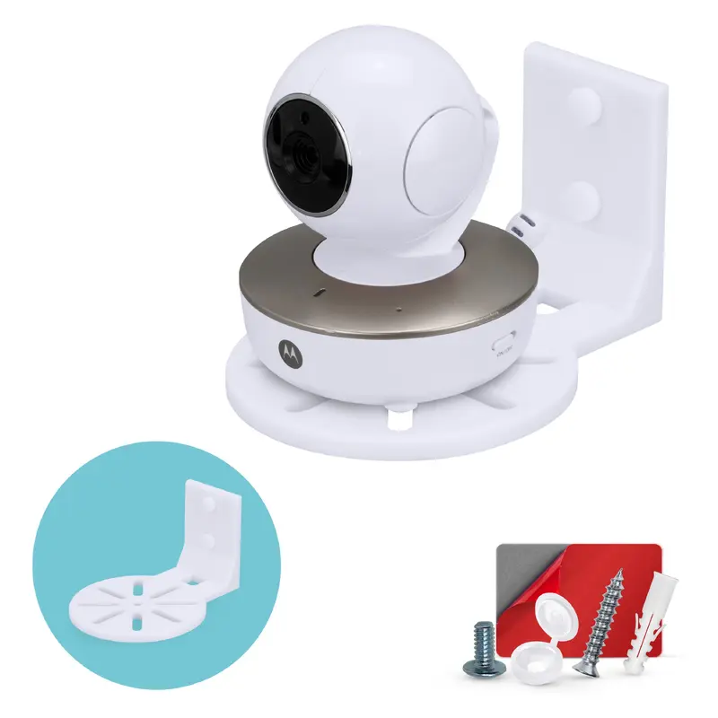 Adhesive Baby Monitor & Security Camera Wall Mount Holder Shelf for Eufy, Wyze, Nanit, Infant Optics, Vtech, Blink, TP Link, Kasa, Ring & More, Easy To Install Security Bracket, Reduce Blind Spots & C