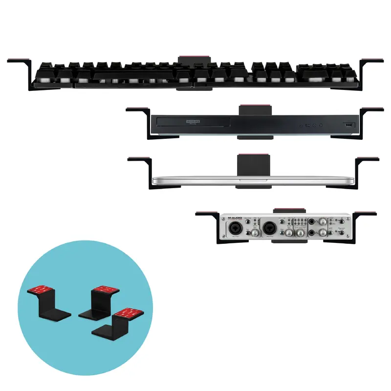 Adhesive Under Desk Laptop Holder Mount, Upto 1.9 / 48mm Thick, For Laptops Macbook Routers Surface iPads Tablets & More