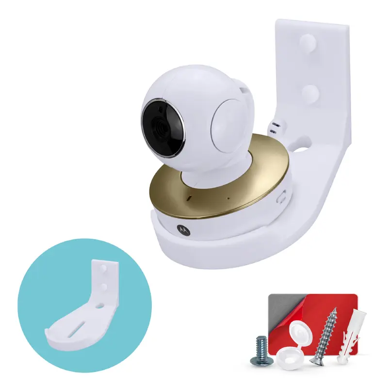 Tilted Baby Monitor & Security Camera Wall Mount Holder for Eufy, Wyze, Wansview, Blink, TP Link, Ring & More - Adhesive & Screw-In Mounting, Easy to Install Holder Bracket, Reduce Blind Spots & Clutt