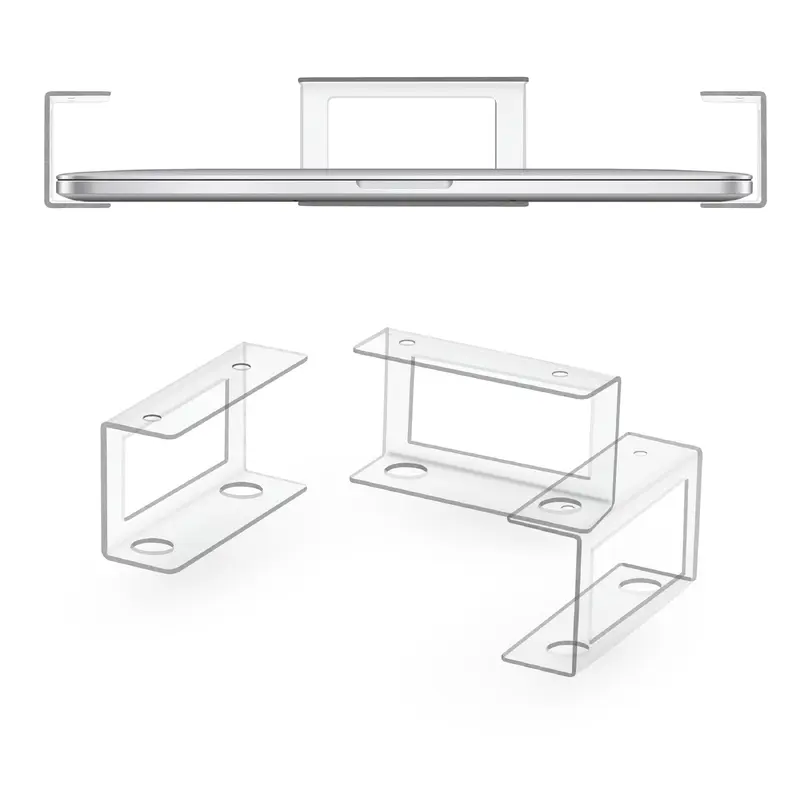Under Desk Laptop Holder Clear Mount VHB & Screw In Devices like Laptops Macbooks Surface Keyboard Routers Modems Cable Box Network Switch & More
