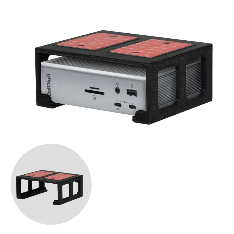 Under Desk Mounting Bracket Compatible with Caldigit TS4 Thunderbolt Station 4 - Space Saving Dock, Easy to Install, Adhesive & Screw-In, Reduce Clutter, Free Desktop Space