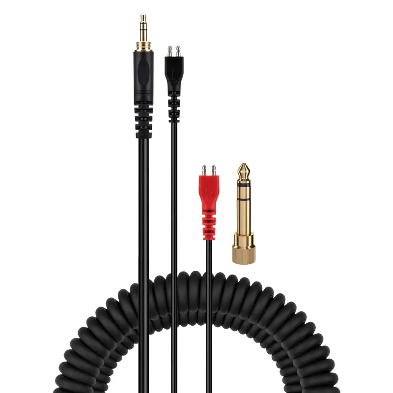 Coiled Replacement Audio Cable Compatible with Sennheiser HD25, HD560, HD540, HD480, HD430, HD414 &  HD250 Headsets -  3.5mm Gold Plated Jacks
