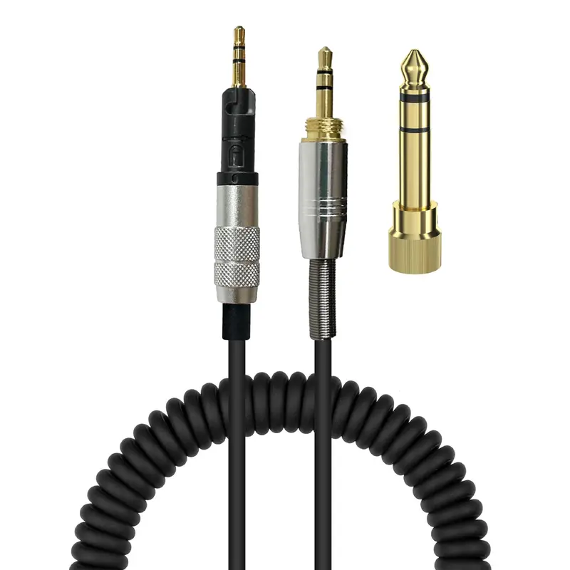 Replacement Coiled Cable for Audio Technica ATH-M50X, ATH-M40X & ATH-M70X Headphones, With  (6.35mm) Audio Adapter - 5M / 16FT