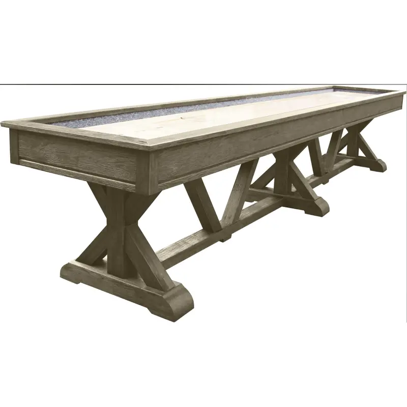 Brazos River Weathered Grey Pro-Style 14' Shuffleboard Table
